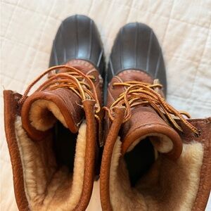 LL bean Insulated Brown Leather & Black Rubber Winter Boots